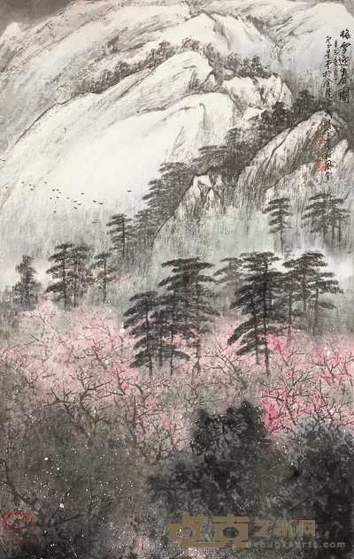 卢星堂 辛巳（2001年）作 梅雪迎春 镜心 86×55cm